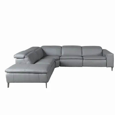 Sofas - Relax chaise longue left sofa in grey leather - ANGEL CERDÁ