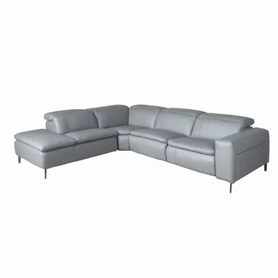 Sofas - Relax chaise longue left sofa in grey leather - ANGEL CERDÁ