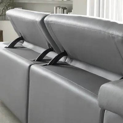 Sofas - Relax chaise longue left sofa in grey leather - ANGEL CERDÁ