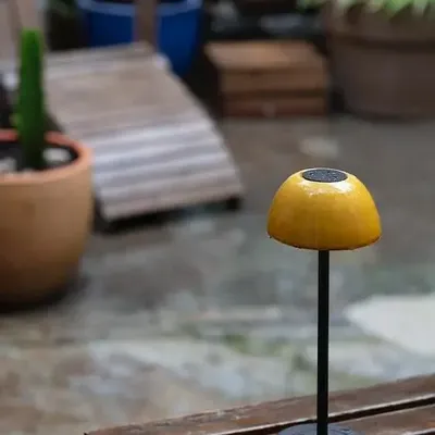 Outdoor decorative accessories - ABSIDIOLA mini portable table lamp with ceramic shade - LUXCAMBRA