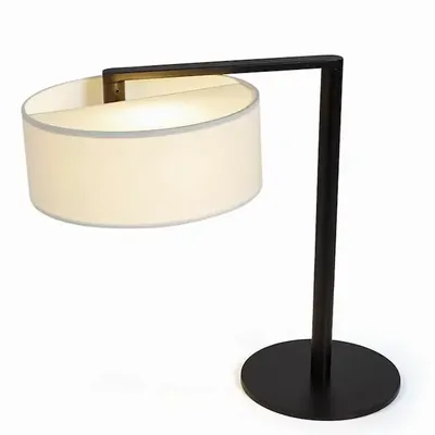 Lampes de table - MATRIX lampe à poser en noir avec abat-jour en cotonet blanc - LUXCAMBRA
