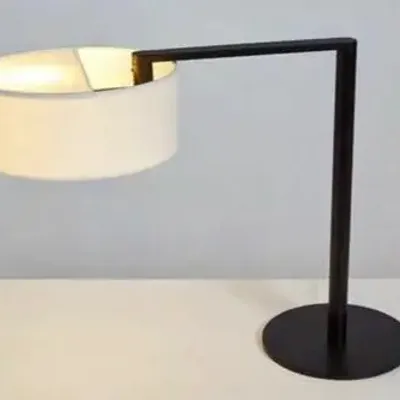 Table lamps - MATRIX table lamp in black with white cotonet and white shade - LUXCAMBRA