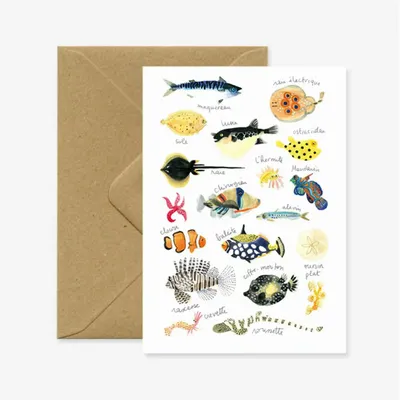 Card shop - A6 double card "Sea fishes" - MARINA VANDEL