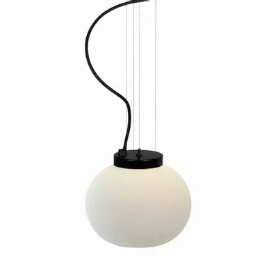 Suspensions - MOON suspension en blanc ou noir avec abat-jour elliptique - LUXCAMBRA
