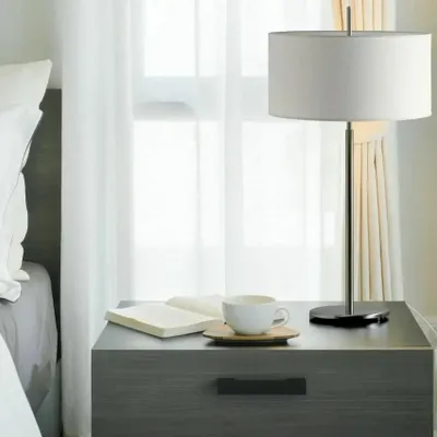 Table lamps - NAUTIC table lamp with white cotton or black cotton shade - LUXCAMBRA