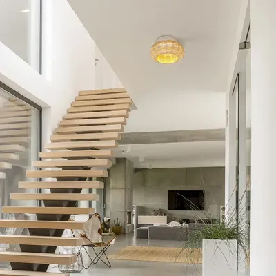 Plafonniers - NIUET plafonnier en osier naturel - LUXCAMBRA