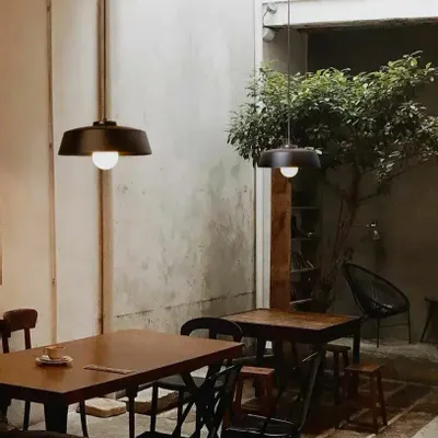 Hanging lights - RAVAL black metal hanging lamp - LUXCAMBRA