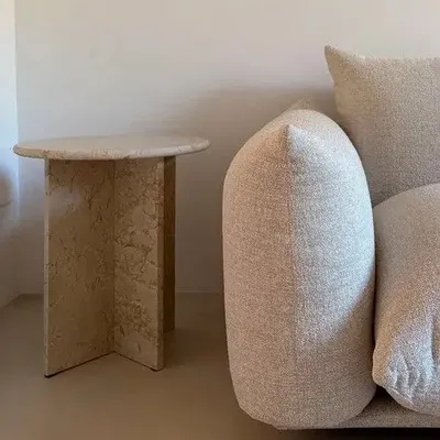 Other tables - Travertine marble bedside table end table sofa end table - GIPSY HOME
