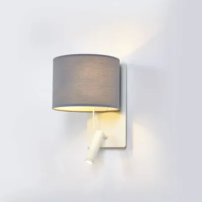 Wall lamps - RUM vertical wall lamp with reader in white - LUXCAMBRA