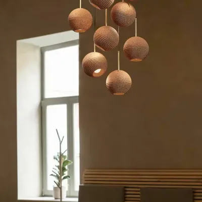 Hanging lights - TERRA cork suspension with black or white structure - LUXCAMBRA