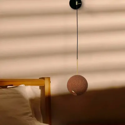 Appliques - TERRA applique murale en liège avec structure noire et dorée - LUXCAMBRA