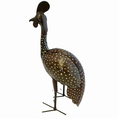 Outdoor decorative accessories - Recycled Metal Sculpture Guinea Fowl 45cm - TERRE SAUVAGE