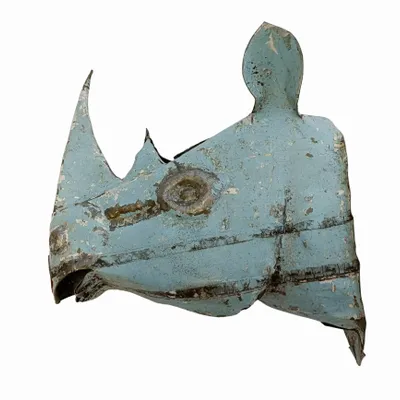 Outdoor decorative accessories - Recycled Metal Sculpture Rhinoceros Trophy For Wall 30x17.5cm - TERRE SAUVAGE