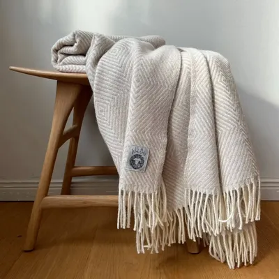 Plaids - Plaid couverture en laine, Beige Diamant - WOOL ONLY BY JOWOLLINA