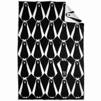 Throw blankets - Wool blanket plaid, Penguin - WOOL ONLY BY JOWOLLINA