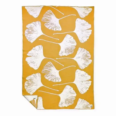 Plaids - Plaid couverture en laine, Ginkgo Ocre - WOOL ONLY BY JOWOLLINA