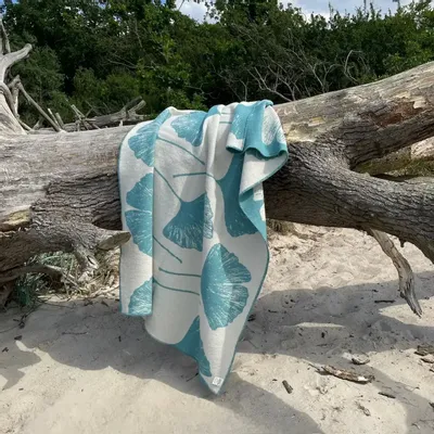 Plaids - Plaid couverture en laine, Ginkgo Lagoon Sand - WOOL ONLY BY JOWOLLINA