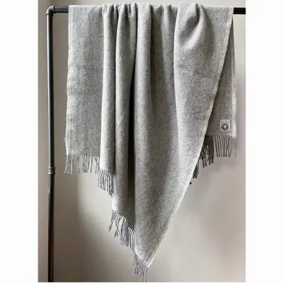 Throw blankets - Wool blanket plaid, Uni Anthracite Melange - WOOL ONLY BY JOWOLLINA