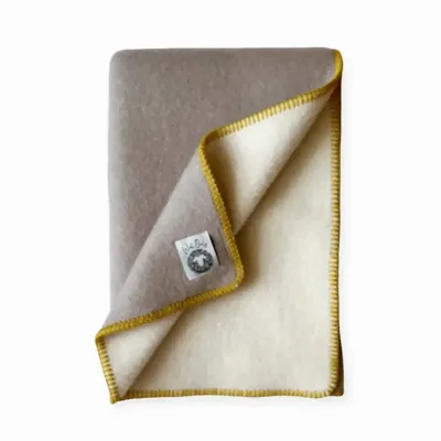 Throw blankets - Wool blanket plaid, Sand Grey - WOOL ONLY BY JOWOLLINA