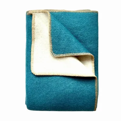 Throw blankets - Wool blanket plaid, Sea Wave Teddy - WOOL ONLY BY JOWOLLINA