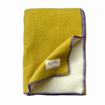 Plaids - Plaid couverture en laine, Moutarde Épicée - WOOL ONLY BY JOWOLLINA