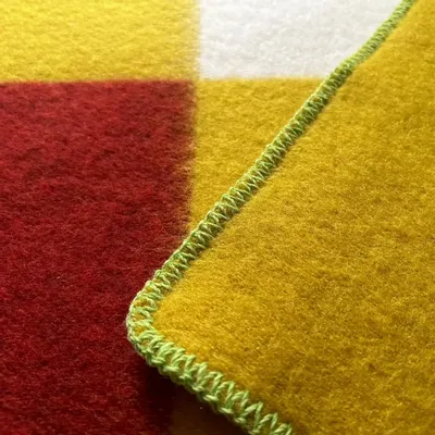 Throw blankets - Wool blanket plaid, Tricolor Square Spicy Mustard Chili - WOOL ONLY BY JOWOLLINA