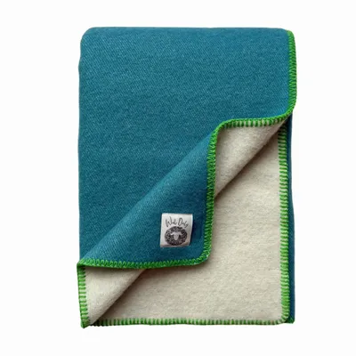 Throw blankets - Wool blanket plaid, Sea Wave Green Apple - WOOL ONLY BY JOWOLLINA