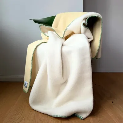 Throw blankets - Wool blanket plaid, Vanilla - WOOL ONLY BY JOWOLLINA