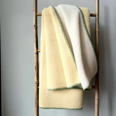 Throw blankets - Wool blanket plaid, Vanilla - WOOL ONLY BY JOWOLLINA