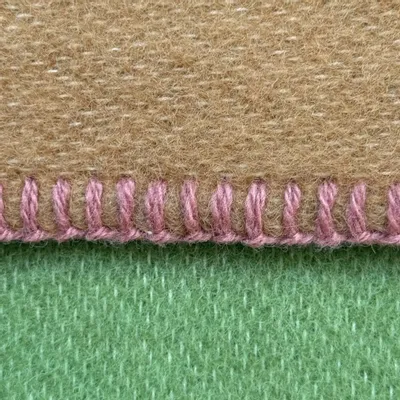 Throw blankets - Wool blanket plaid, Green Camel Pink - WOOL ONLY BY JOWOLLINA