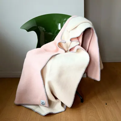 Throw blankets - Wool blanket plaid, Soft Pink - WOOL ONLY BY JOWOLLINA