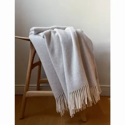 Plaids - Plaid couverture en laine, Merino Uni Gris - WOOL ONLY BY JOWOLLINA