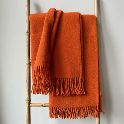 Plaids - Plaid couverture en laine, Tartan Orange - WOOL ONLY BY JOWOLLINA