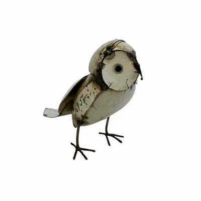 Outdoor decorative accessories - White Owl Recycled Metal Sculpture - TERRE SAUVAGE