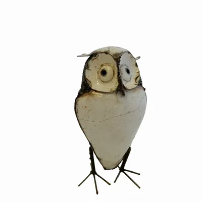 Outdoor decorative accessories - White Owl Recycled Metal Sculpture - TERRE SAUVAGE