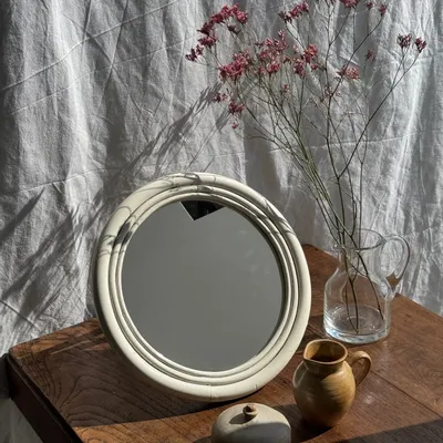 Miroirs - Petit miroir circulaire à fixer ou à poser blanc D29 - OFFICE OBJETS