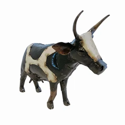 Outdoor decorative accessories - Recycled Metal Sculpture Cow 40cm - TERRE SAUVAGE