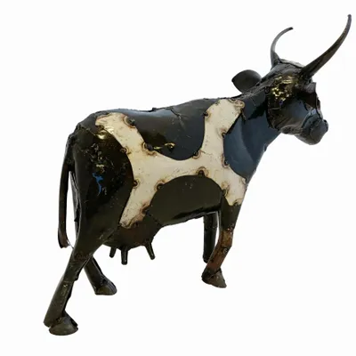 Accessoires de déco extérieure - Sculpture Métal Recyclé Vache 40cm - TERRE SAUVAGE