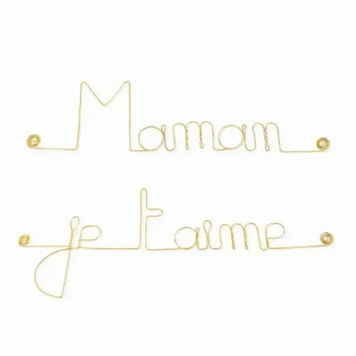 Other wall decoration - Mother's Day Gift "Mom I love you" - Gold-Plated Brass - BIJOUX DE MUR