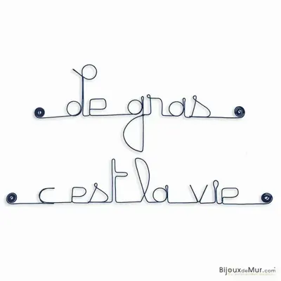 Autres décorations murales - Citation Cuisine en fil de fer " Le gras, c'est la vie " - BIJOUX DE MUR