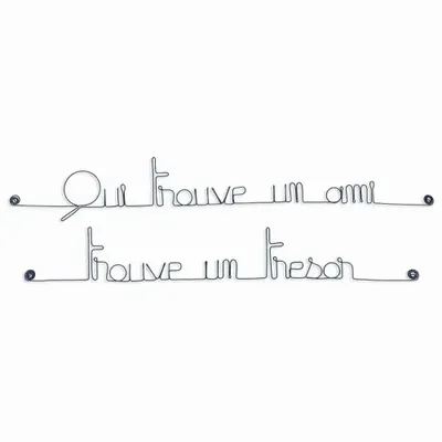 Autres décorations murales - Citation en fil de fer " Qui trouve un ami trouve un trésor - BIJOUX DE MUR