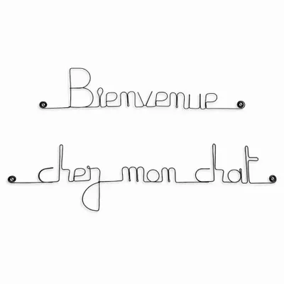 Autres décorations murales - Déco en métal " Bienvenue chez mon chat " - BIJOUX DE MUR