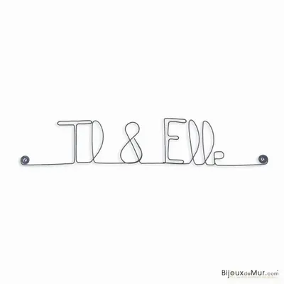 Autres décorations murales - Déco murale en fil de fer " Il & Elle " - Saint Valentin - BIJOUX DE MUR