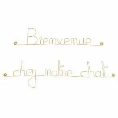 Other wall decoration - Gold-plated brass wall decoration: "Welcome to our cat's home" - BIJOUX DE MUR