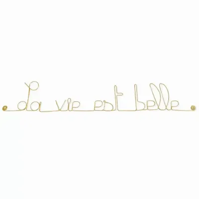 Autres décorations murales - Décoration Murale en Fil de Laiton Doré "La vie est belle" - BIJOUX DE MUR