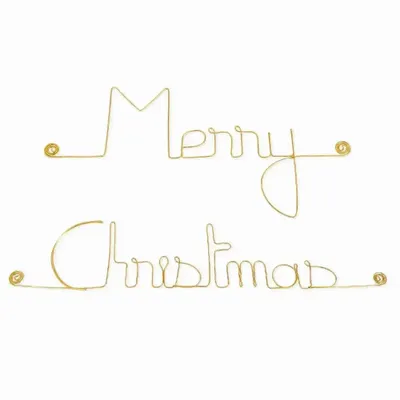 Other wall decoration - Décoration Murale en Fil de Laiton Doré - Merry Christmas - BIJOUX DE MUR
