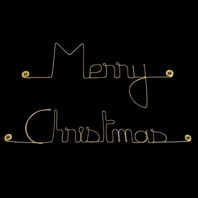 Autres décorations murales - Décoration Murale en Fil de Laiton Doré - Merry Christmas - BIJOUX DE MUR