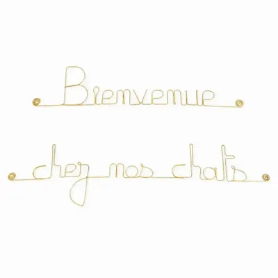 Autres décorations murales - Décoration Murale en laiton doré " Bienvenue chez nos chats" - BIJOUX DE MUR