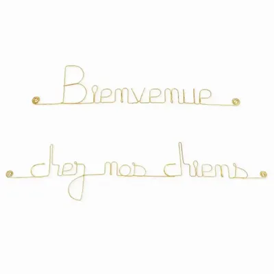 Autres décorations murales - Décoration Murale en laiton doré "Bienvenue chez nos chiens" - BIJOUX DE MUR