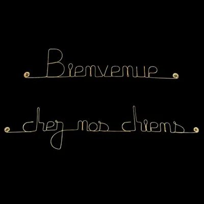 Autres décorations murales - Décoration Murale en laiton doré "Bienvenue chez nos chiens" - BIJOUX DE MUR
